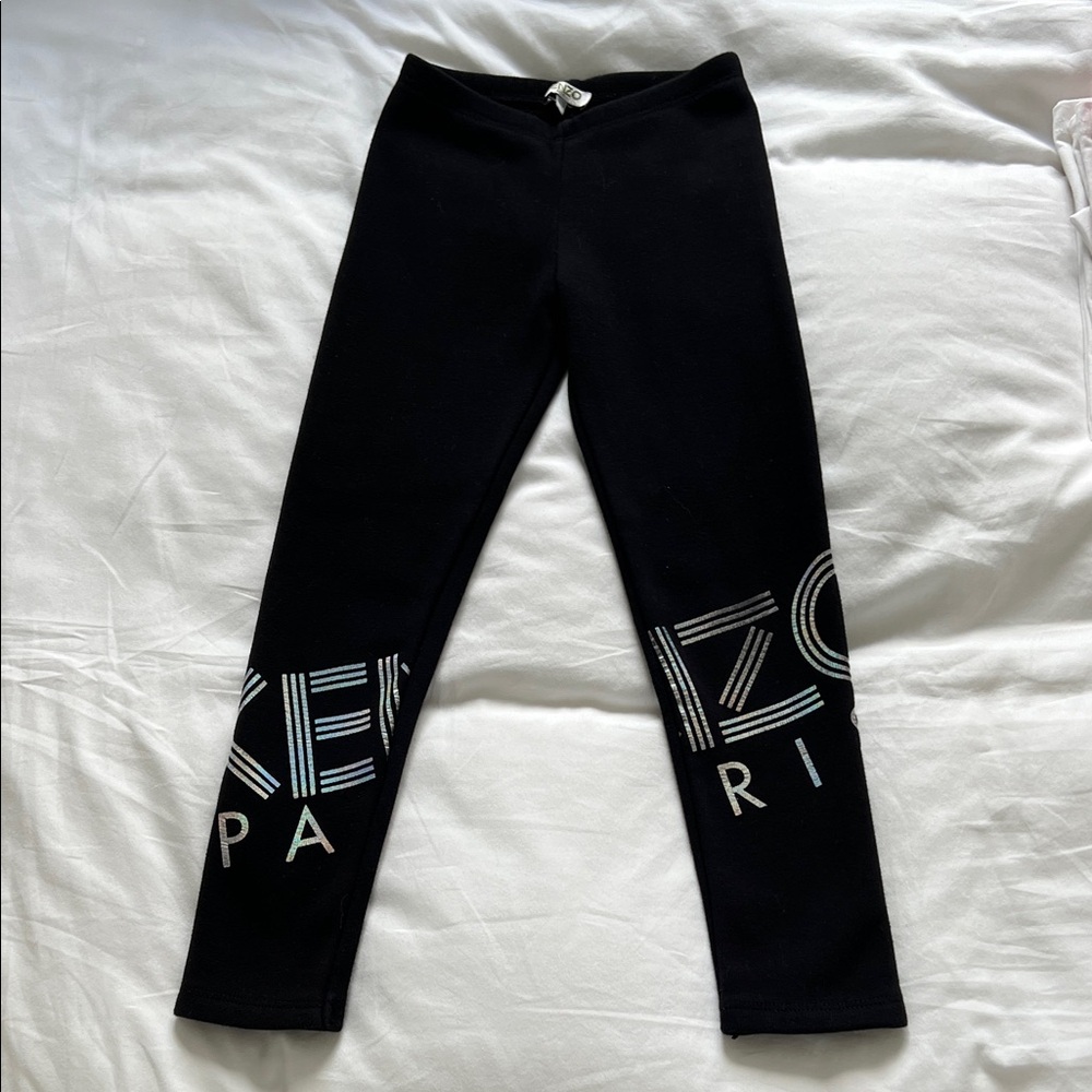 Kenzo Kids Black Leggings with Logo Detail